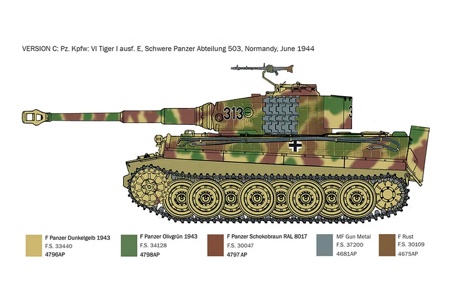 Italeri 1/35 &amp;quot;D-Day 80th Anniversary&amp;quot; Pz.Kpfw VI Tiger 1 Ausf.E Tank Scaled Plastic Model Kit image 5