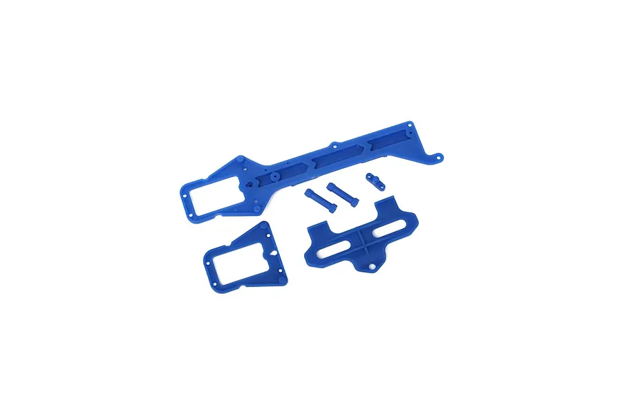 LaTrax 1/18 Upper Chassis Brace &amp;amp; Battery Hold Down Set - Blue image 94699