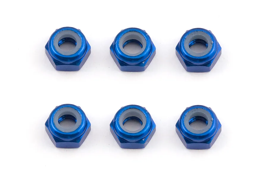 Factory Team Blue Aluminium 3mm Nyloc Nuts 6Pcs image 94752