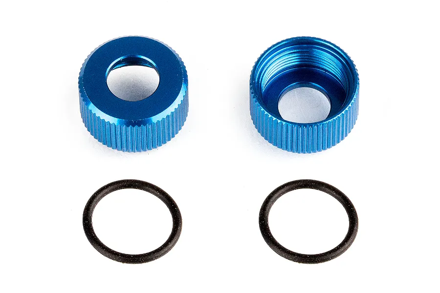 Factory Team Blue Aluminium Shock Bottom Caps w/ O-Rings 2Pcs image 94778