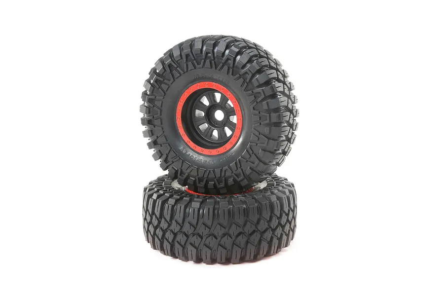 Losi 1/6 Creepy Crawler LT Tyres on Black/Red Rims - Glued Wheels 2Pcs image 94845