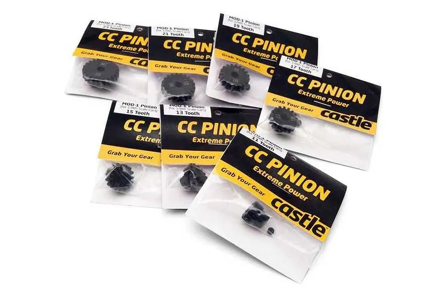 Castle Creations 11T, 13T, 15T, 17T, 19T, 21T, 23T Mod 1 Pinion Gear Set 7Pcs image 94942