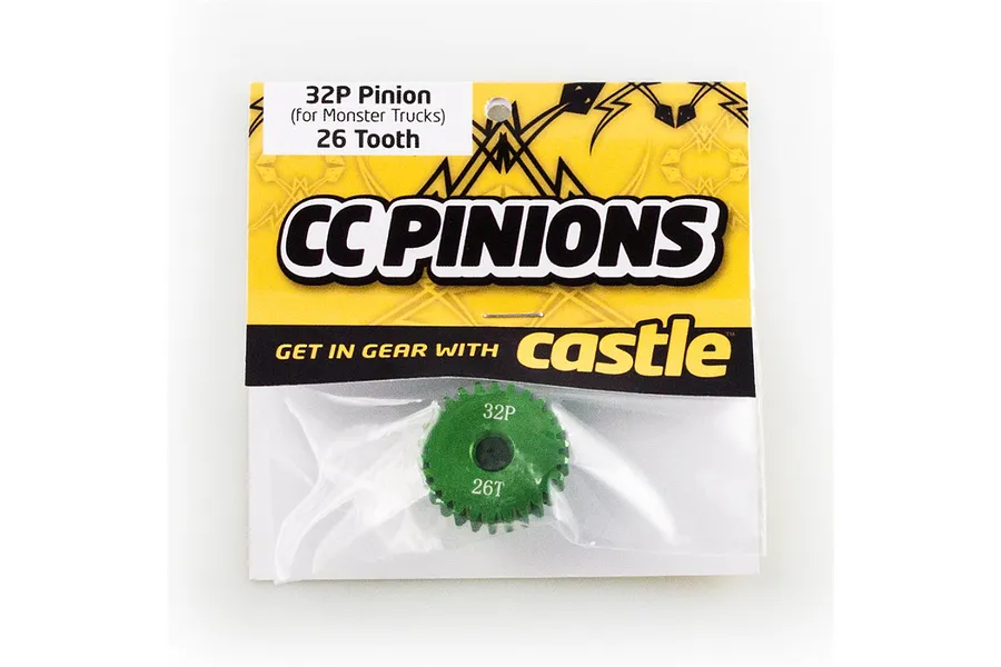 Castle Creations Green Aluminium 26T 32dp/0.8Mod Pinion Gear image 94956