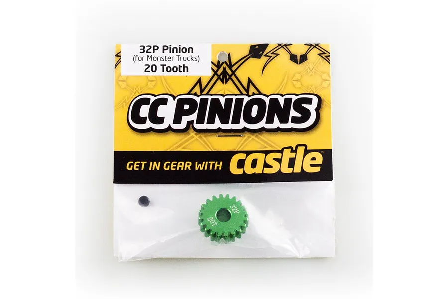 Castle Creations Green Aluminium 20T 32dp/0.8Mod Pinion Gear image 94958