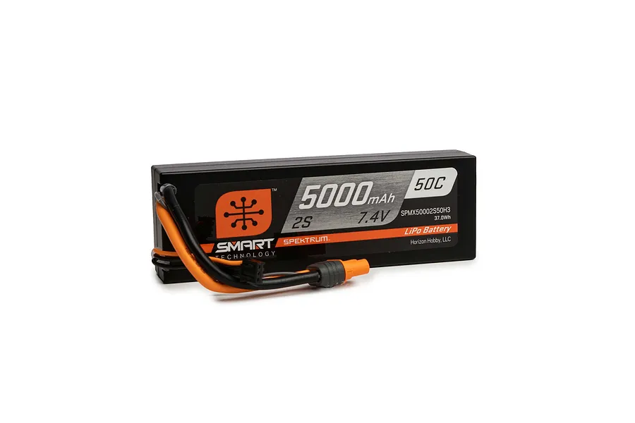 Spektrum 7.4V 5000mAh 50C 2S Hard Case LiPo Battery &amp;amp; S100 100W USB Smart Charger image 94989
