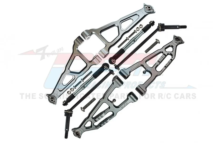 GPM Grey Silver Aluminium Suspension Arms w/ Driveshafts image 1
