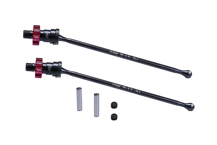 GPM Medium Carbon Steel CVD Driveshafts 2Pcs w/ Red Aluminium 24mm Wheel Hexes image 95341