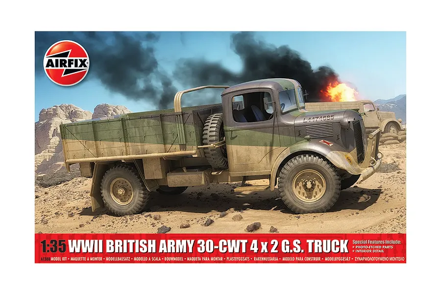 Airfix 1/35 WWII British Army 30-Cwt 4x2 GS Truck Scaled Plastic Model Kit image 95448