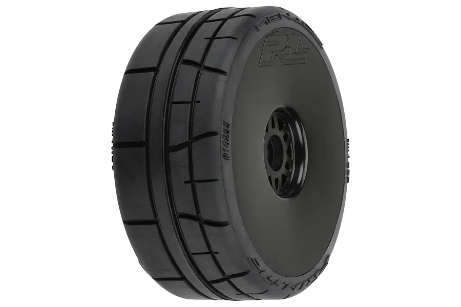 Pro-Line 1/8 Menace HP Speed Run Belted Tyres on Black Dish Rims - Glued Wheels 2Pcs image 95683