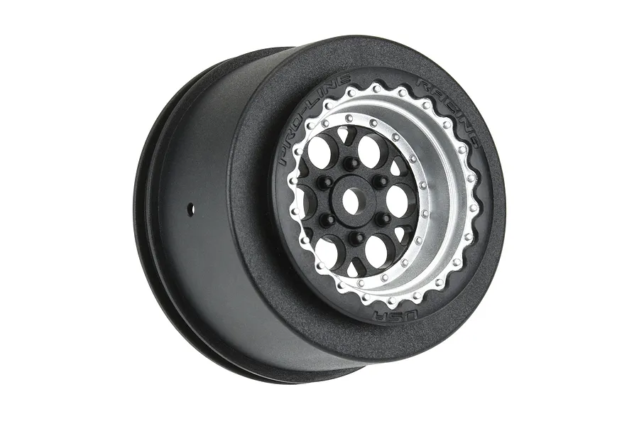 Pro-Line 2.0&amp;quot; Black/Silver Showtime+ Rear Rims 2Pcs image 95716