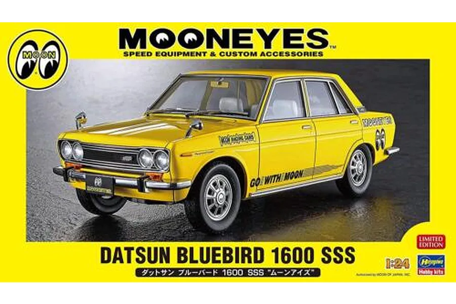 Hasegawa 1/24 Datsun Bluebird 1600 SSS &amp;quot;Mooneyes&amp;quot; Car Scaled Plastic Model Kit image 95800
