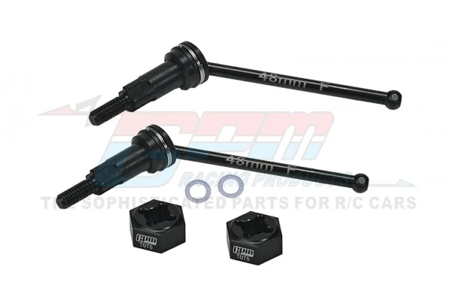GPM Medium Carbon Steel Front CVD Driveshafts 2Pcs w/ Black Aluminium Wheel Hexes image 96077