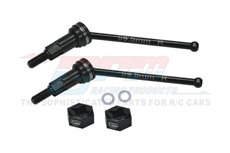 GPM Medium Carbon Steel Rear CVD Driveshafts 2Pcs w/ Black Aluminium Wheel Hexes image 96079