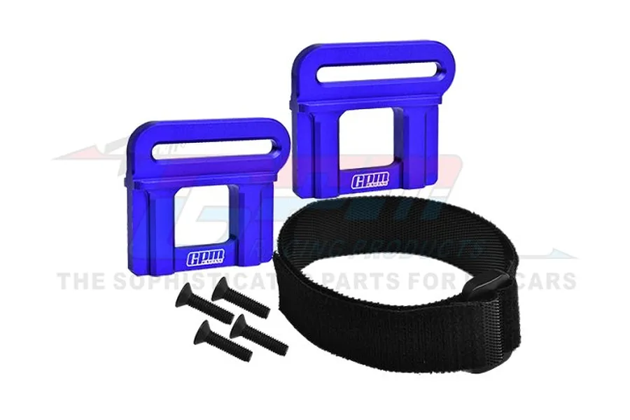 GPM Blue Aluminium Battery Hold Down Retainer Set image 1