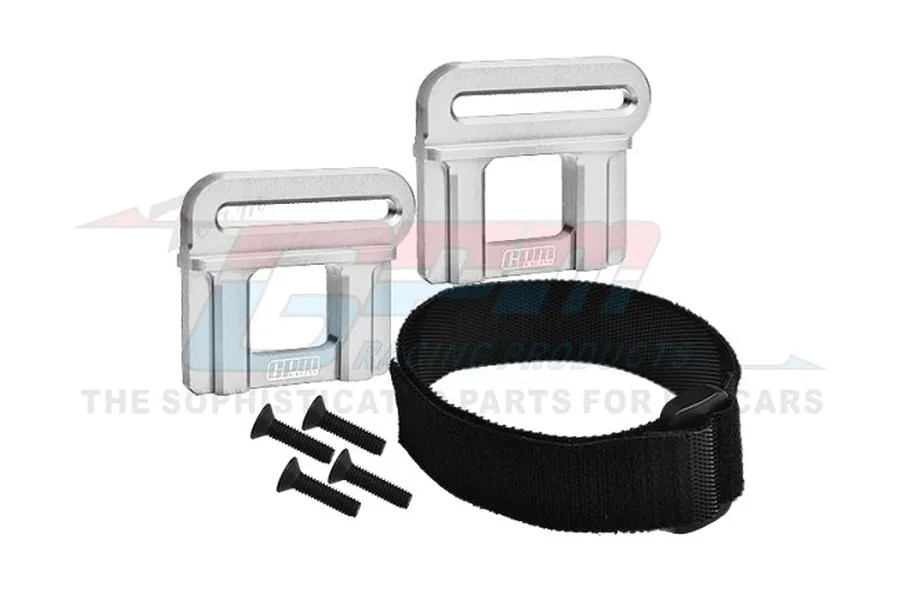 GPM Silver Aluminium Battery Hold Down Retainer Set image 1