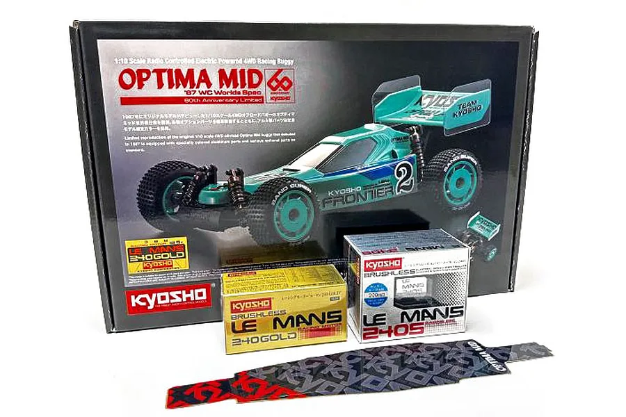 Kyosho Optima Mid &amp;#039;87 WC Worlds Spec 60th Anniversary RC Buggy Electric Brushless 4WD 1/10 Scale Kit - Gold Edition image 96148