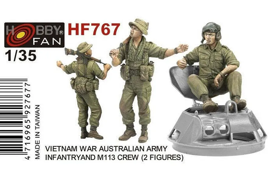 AFV Club 1/35 Australian Vietnam War Infantry &amp;amp; M113 Tank Crew Figures Scaled Plastic Model Kit image 96264