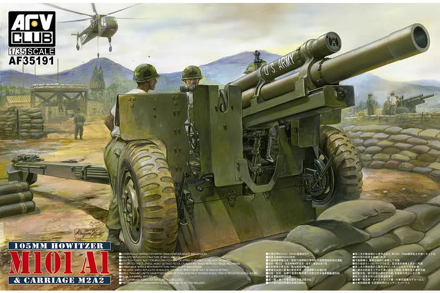 AFV Club 1/35 105mm Howitzer M101A1 &amp;amp; Carriage M2A2 Gun Scaled Plastic Model Kit w/Australian Decals image 96265