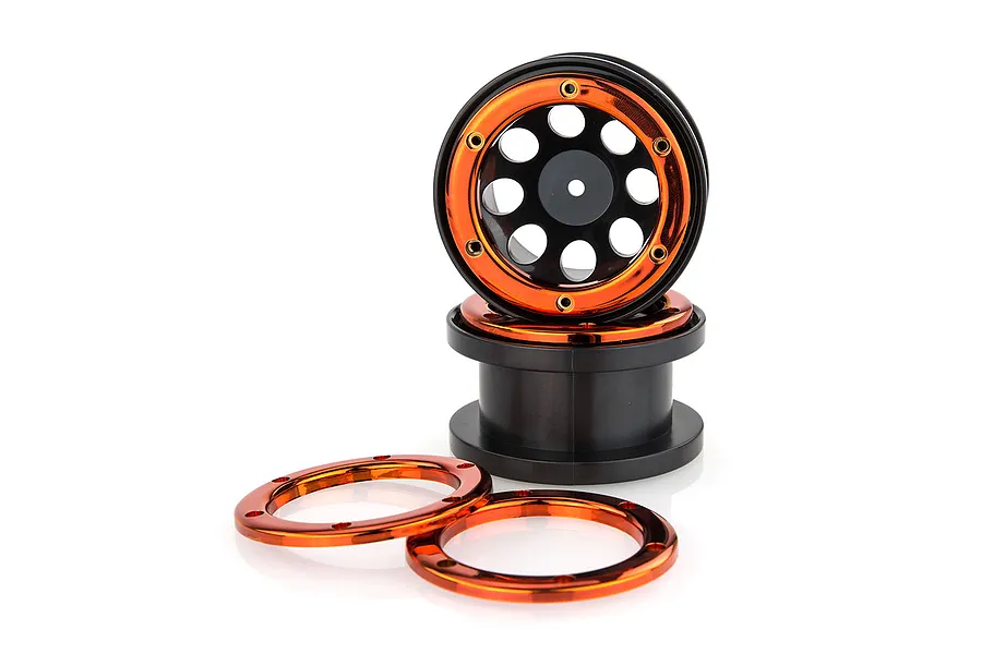 HSP 2.2&amp;quot; Black/Orange Beadlock Rims 2Pcs image 9638