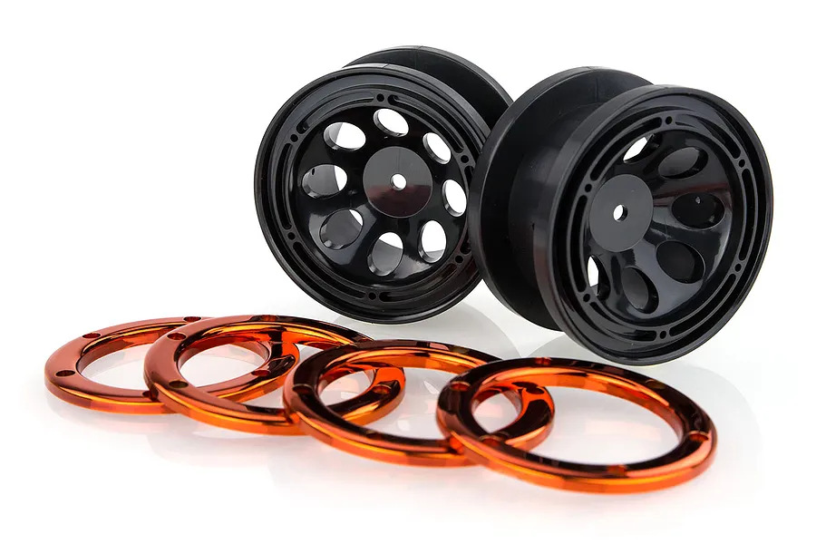 HSP 2.2&amp;quot; Black/Orange Beadlock Rims 2Pcs image 9639