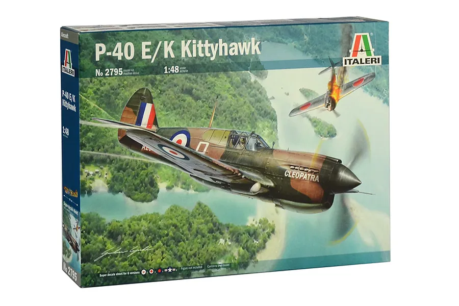 Italeri 1/48 P-40 E/K Kittyhawk Fighter Scaled Plastic Model Kit w/ Australian Decals image 96382