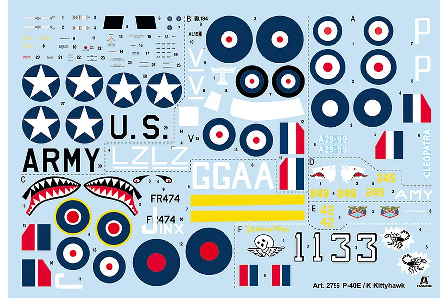 Italeri 1/48 P-40 E/K Kittyhawk Fighter Scaled Plastic Model Kit w/ Australian Decals image 96390