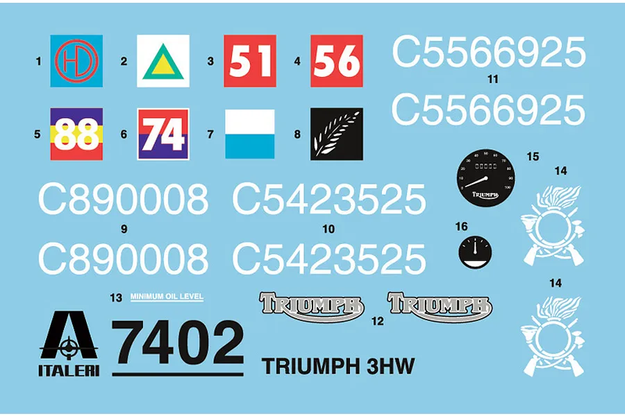 Italeri 1/9 Triumph 3HW Motorcycle Scaled Plastic Model Kit image 96415