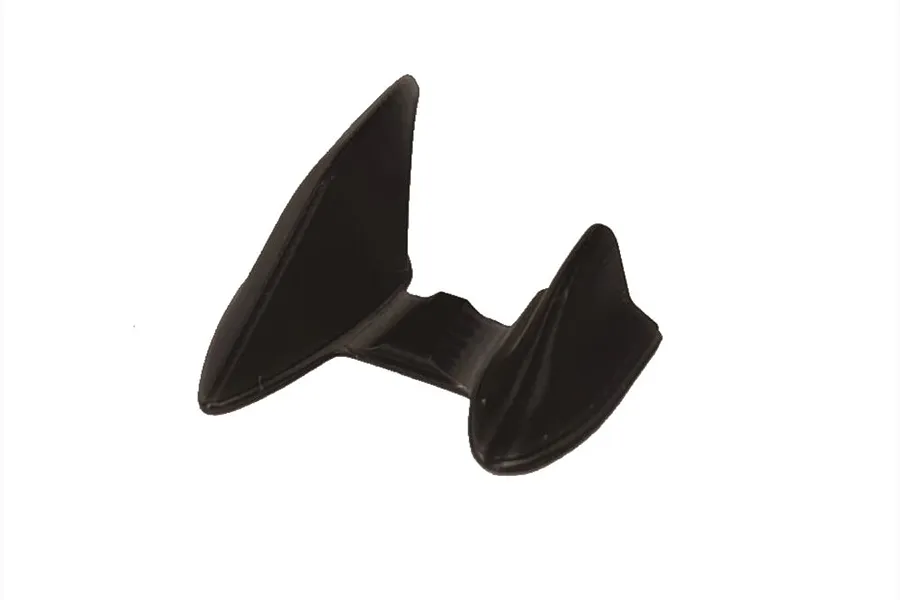 A pair of black unpainted RC roof antennas connected by a small plastic bridge, isolated on a white background.