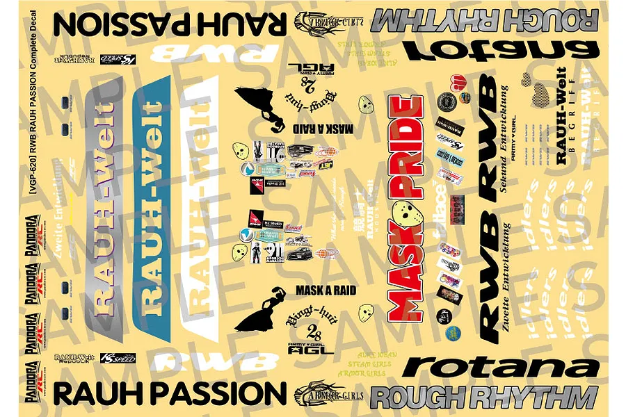 Pandora 1/10 RWB &amp;quot;Rauh Passion&amp;quot; Complete Decal Set image 96768