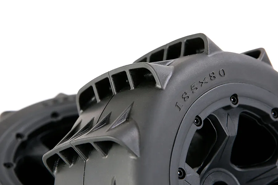Rovan 1/5 Rear Paddle Tyres on Black Rims 2Pcs - Beadlocked Wheels image 97061