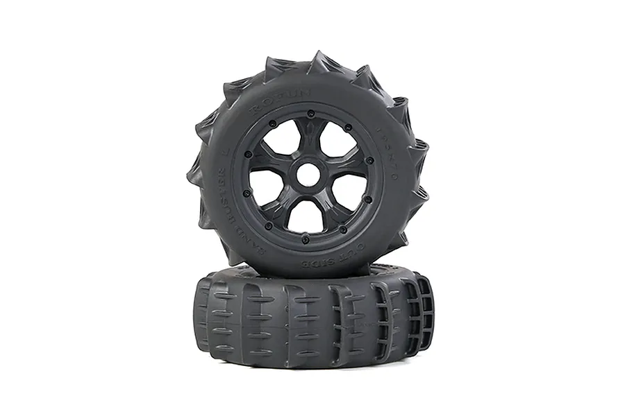 Rovan 1/5 Paddle Tyres on Black Rims 2Pcs - Beadlocked Wheels image 2