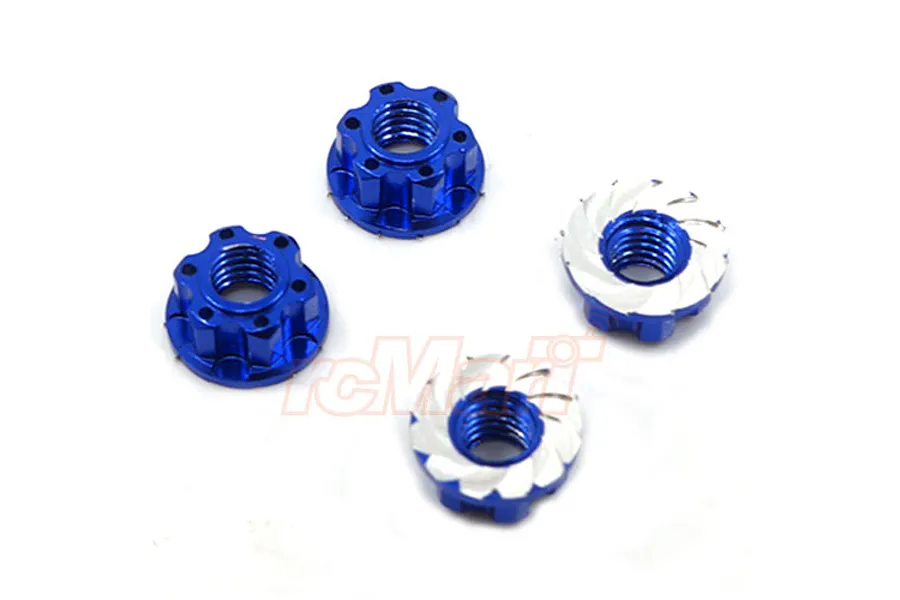 Yeah Racing Aluminium 4mm Flanged Serrated Nuts 4Pcs - Dark Blue image 97377