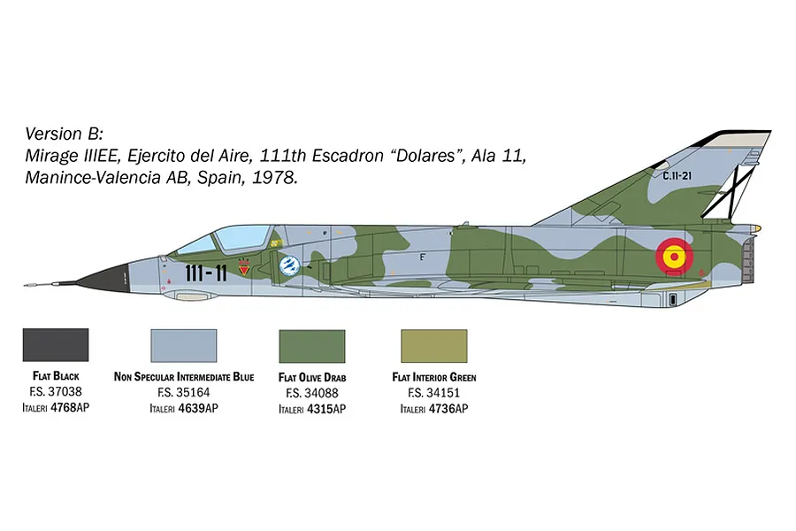 Italeri 1/48 Dassault Mirage III Fighter Scaled Plastic Model Kit image 97734