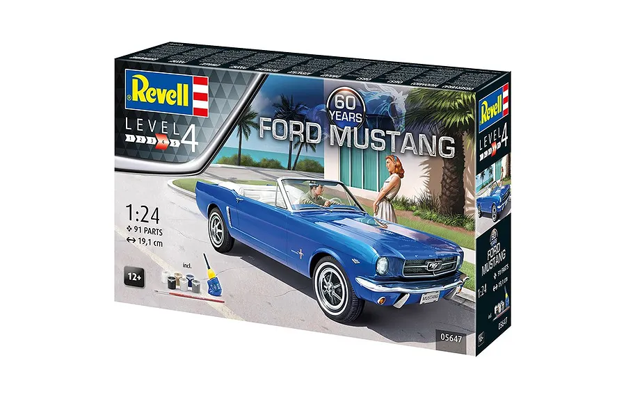 Revell 1/24 1964 Ford Mustang &amp;quot;60 Years&amp;quot; Car Scaled Plastic Model Starter Kit image 97987