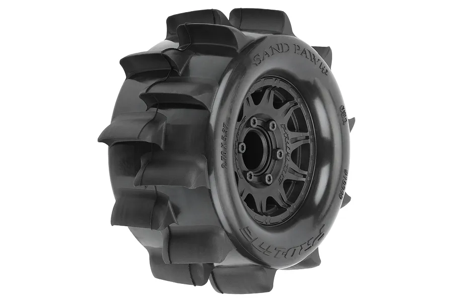 Pro-Line 2.8&amp;quot; Sand Paw HP Belted Tyres on Black Raid Rims - Glued Wheels 2Pcs image 98048