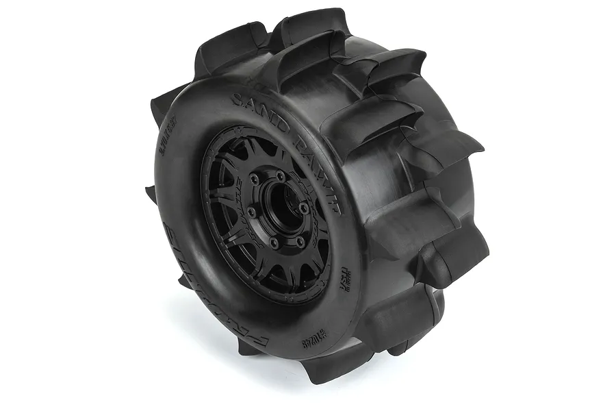 Pro-Line 2.8&amp;quot; Sand Paw HP Belted Tyres on Black Raid Rims - Glued Wheels 2Pcs image 98050