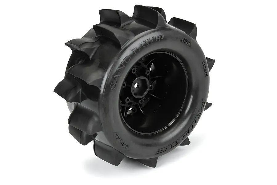 Pro-Line 2.8&amp;quot; Sand Paw HP Belted Tyres on Black Raid Rims - Glued Wheels 2Pcs image 98051