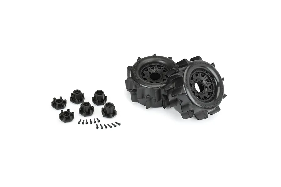 Pro-Line 2.8&amp;quot; Sand Paw HP Belted Tyres on Black Raid Rims - Glued Wheels 2Pcs image 98052