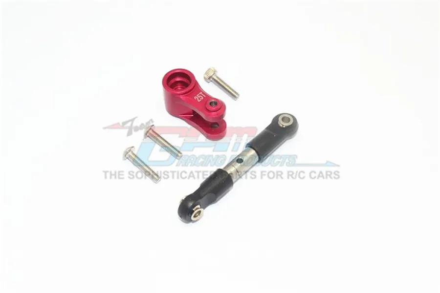 GPM Aluminium 25T Servo Horn &amp;amp; Stainless Steel Steering Linkage Set - Red image 98320