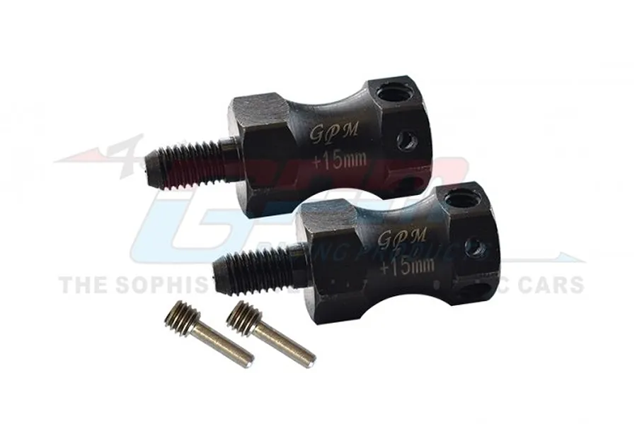 GPM Hardened Steel +15mm Wheel Hex Extenders 2Pcs - Black image 98325