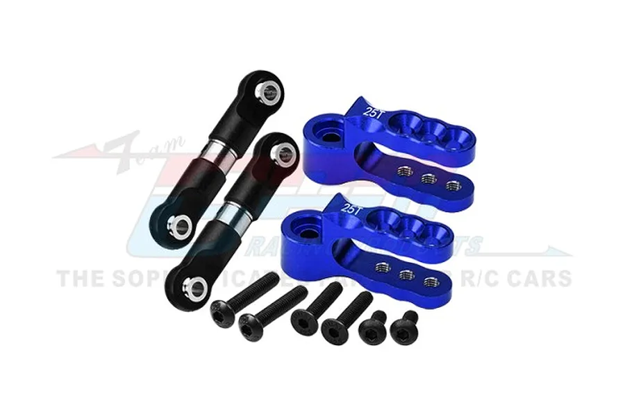 GPM Aluminium 25T Servo Horn &amp;amp; Steering Linkages 2Pcs - Blue image 98400