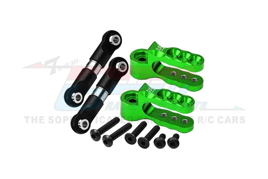 GPM Aluminium 25T Servo Horn &amp;amp; Steering Linkages 2Pcs - Green image 98402