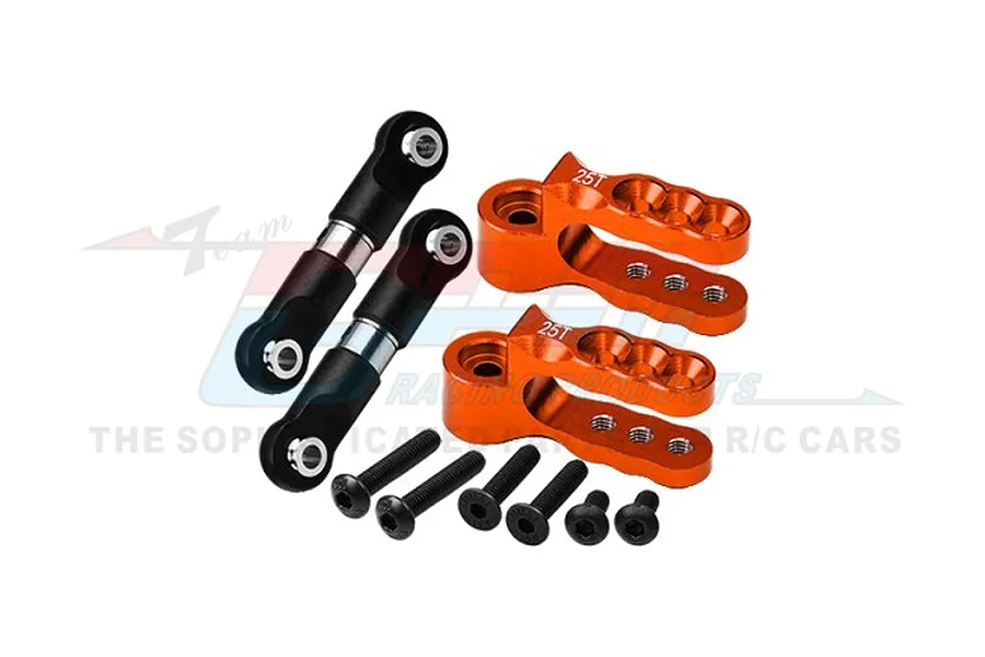 GPM Aluminium 25T Servo Horn &amp;amp; Steering Linkages 2Pcs - Orange image 98403