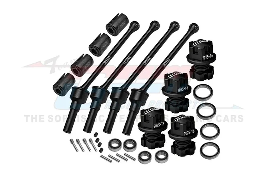 GPM 88mm Carbon Steel Front &amp;amp; Rear CVD Shafts w/ Aluminium Wheel Lock &amp;amp; Hex Claw Set - Black image 98449