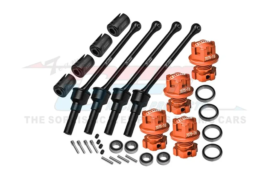 GPM 88mm Carbon Steel Front &amp;amp; Rear CVD Shafts w/ Aluminium Wheel Lock &amp;amp; Hex Claw Set - Orange image 98451