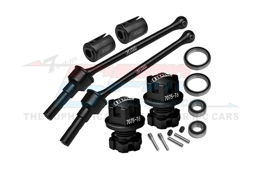 GPM 88mm Carbon Steel Front/Rear CVD Shafts w/ Aluminium Wheel Lock &amp;amp; Hex Claw Set - Black image 98455