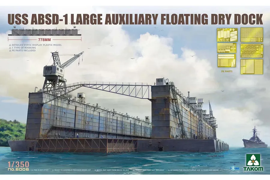 Takom 1/350 USS ABSD-1 Large Auxiliary Floating Dry Dock Scaled Plastic Model Kit image 98532