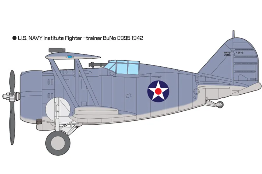 Academy 1/48 USN F3F-2 VF-6 &amp;quot;Fighting Six&amp;quot; Fighter Scaled Plastic Model Kit image 2