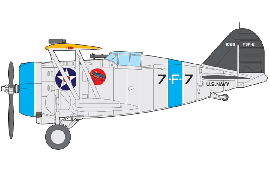 Academy 1/48 USN F3F-2 VF-6 &amp;quot;Fighting Six&amp;quot; Fighter Scaled Plastic Model Kit image 3