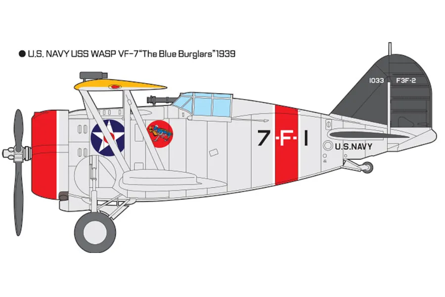 Academy 1/48 USN F3F-2 VF-6 &amp;quot;Fighting Six&amp;quot; Fighter Scaled Plastic Model Kit image 4